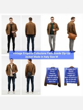 Vintage Emporio Collezione Faux Suede Zip-Up Jacket Made in Italy Size M